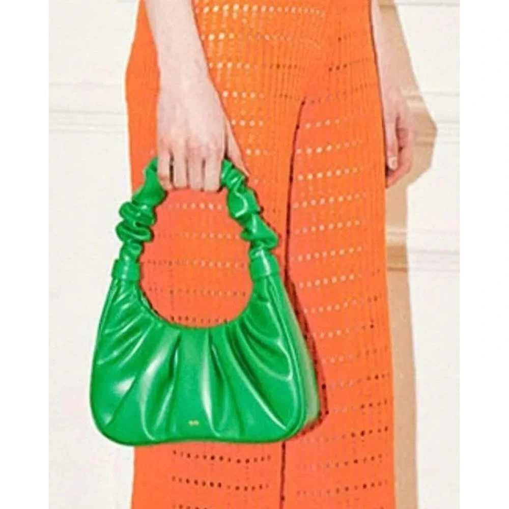 JW PEI‎ Women Vegan Leather Gabbie Ruched Small Scrunched Hobo Bag Sport Green